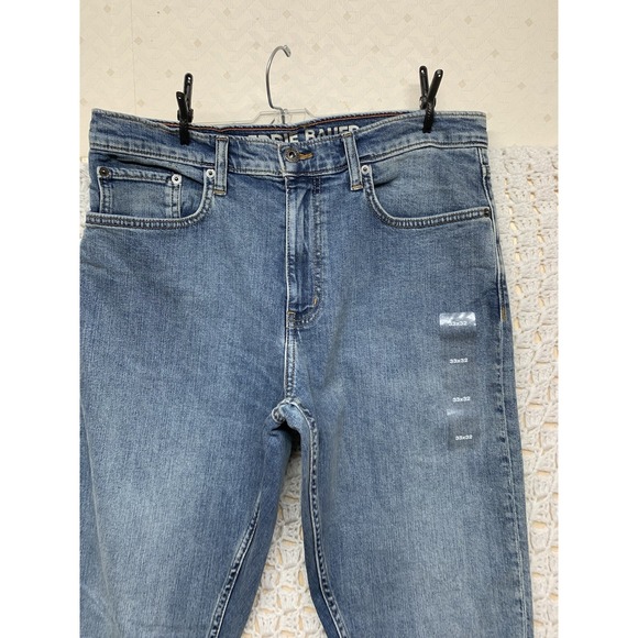 Eddie Bauer Jeans Mens Size 33x32  Blue Denim Straight Fit Pockets Stretch  New - Picture 2 of 12